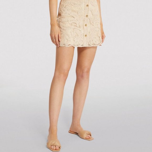 Maje Jirou floral-embroidered knitted mini skirt NWT 34 - Picture 2 of 9